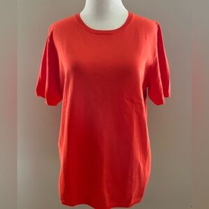 NWT Ann Taylor Orange Short Sleeve Pull Over Sweater Size L